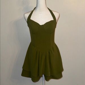 NWT Forever 21 Olive Green Halter Romper
